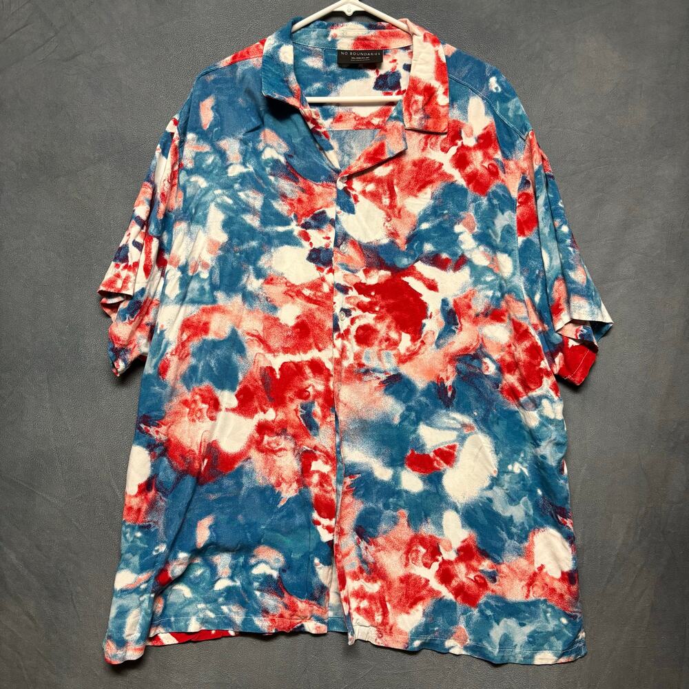 No Boundaries Tie Dye Shirt Casual Button Down Independence Day 4th of July Hot